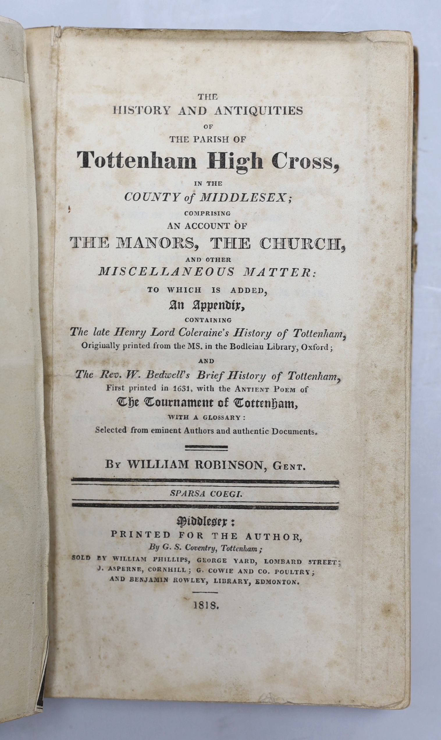 LONDON: Nelson, John. The History, Topography, and Antiquities of the Parish of St. Mary Islington, in the County of Middlesex, 12 engraved plates, 1 folding survey of roads and footpaths, 7pp. index to rear, near contem
